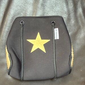 Ah-Dorned Black Crossbody Bag with Gold Star